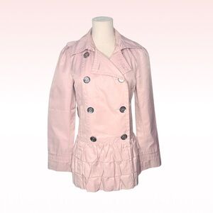 EXPRESS Pink Ruffle Peacoat (Sz S)
